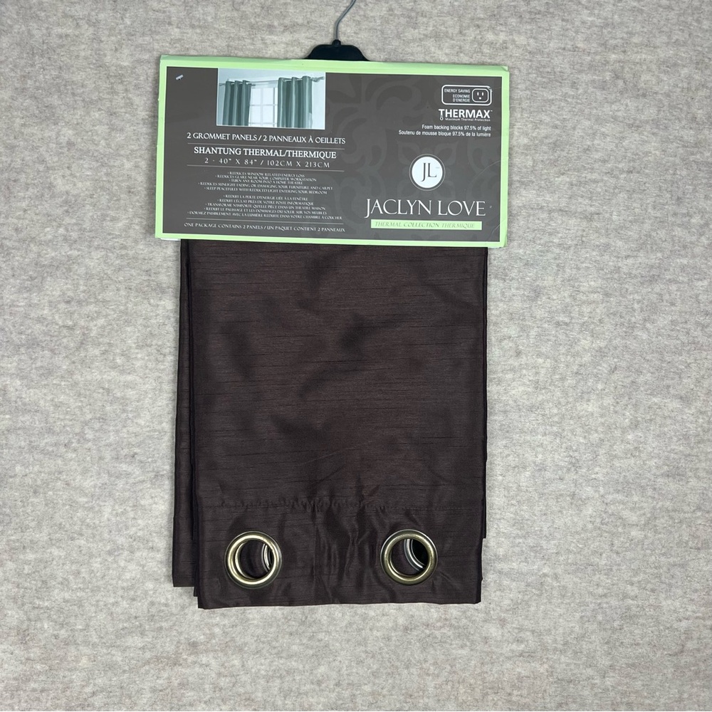 Jaclyn Love Brown Shantung Thermal Grommet Curtains - 2 panels